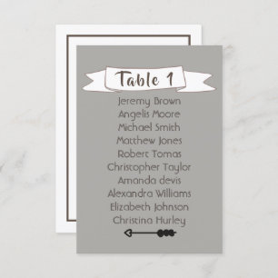 Grey wedding seating chart. invitation