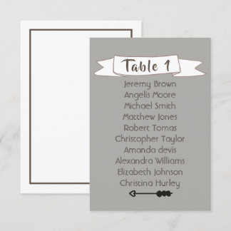 Grey wedding seating chart. invitation