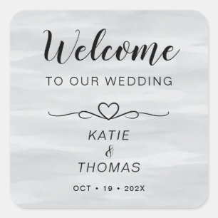 Grey Wedding Welcome Bag Stickers Personalised
