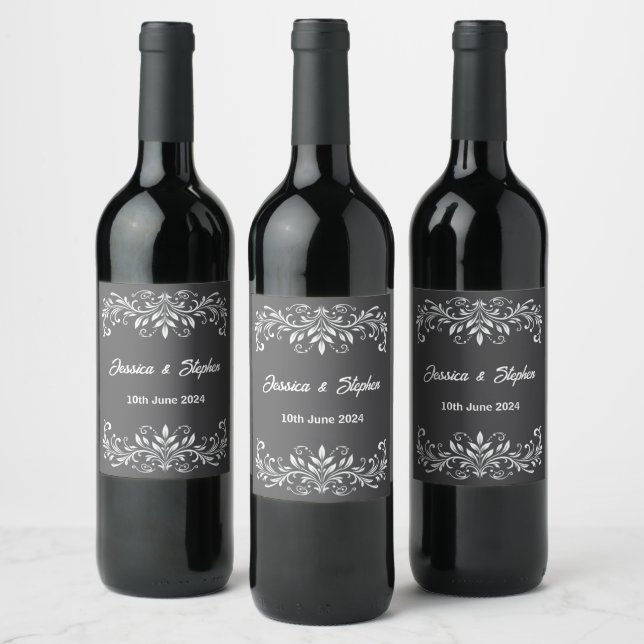 Grey Wedding  Wine Label (Bottles)