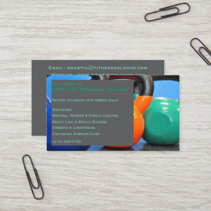Grey Weights Gym Personal Trainer Fitness Centre Business Card