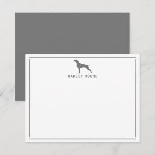 Grey Weimaraner Dog Modern Border Stationery Card