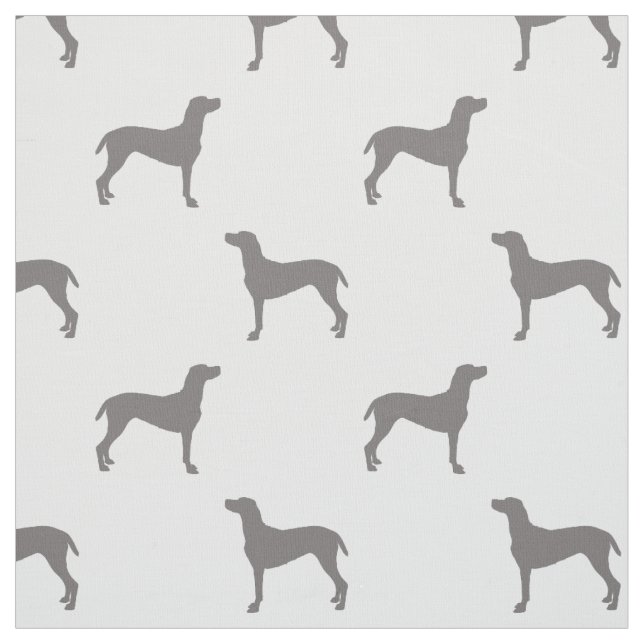 Grey Weimaraner Silhouettes on White Background Fabric (Swatch)