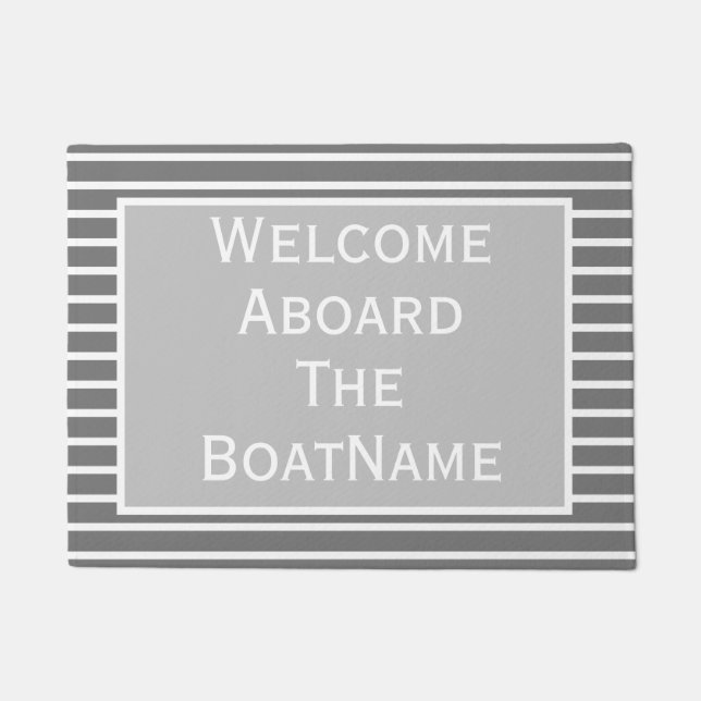 Grey Welcome Aboard Boat Doormat (Front)