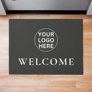 Grey Welcome logo l Professional Business Branding Doormat