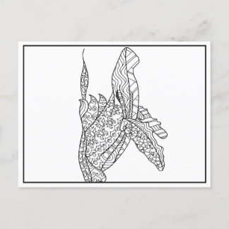 Grey Whale Black and White Colouring Postcard
