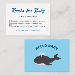 Grey Whale Hello Baby Shower Please Bring A Book Enclosure Card