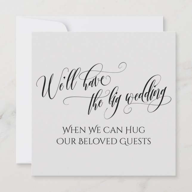 Grey When We Can Hug You Postponed Wedding Invitation (Front)
