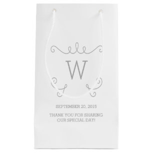 Grey Whimsical Flourish Monogram Gift Bag