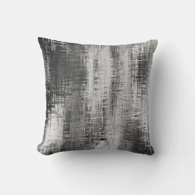 Grey/White Abstract Decor Pillow (Front)