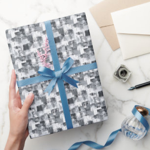 Grey & White Abstract Paint Wrapping Paper