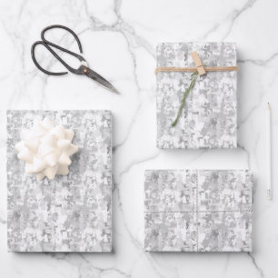 Grey & White Abstract Paint Wrapping Paper Sheet