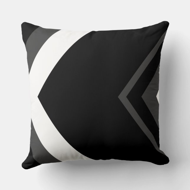 Grey, White and Black Chevron Pattern Cushion (Back)
