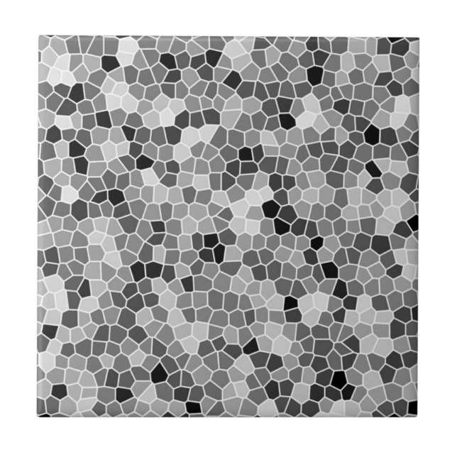 Grey , White and Black Honeycomb Pattern Mosaic Tile (Front)