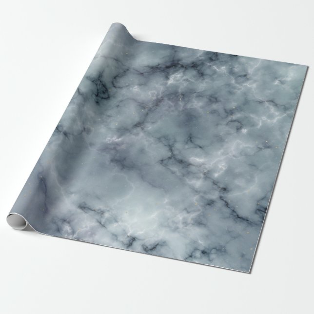 Grey White and Black Marble Pattern Wrapping Paper (Unrolled)