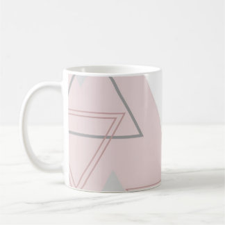 Grey, white and pink triangles coffee mug
