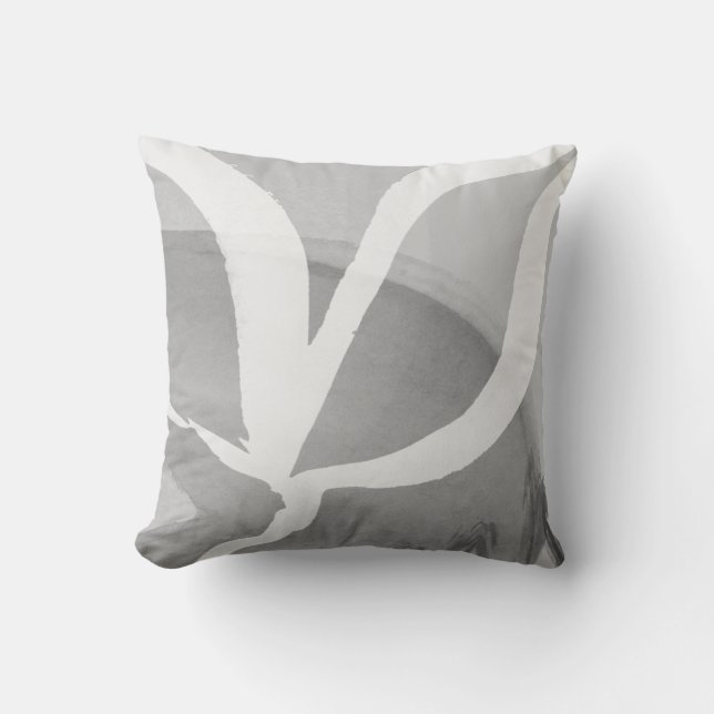 Grey & White Artistic Abstract Winged Design Cushion (Front)