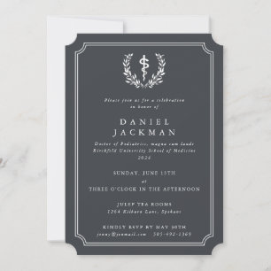 Grey/White Asclepius Medical School Graduation Invitation