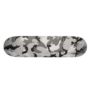 Grey White Black Camouflage Skateboard