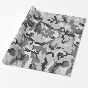 Grey White Black Camouflage Wrapping Paper
