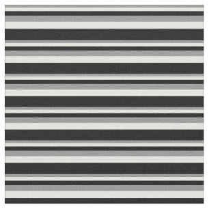 Grey, White & Black Coloured Stripes Fabric