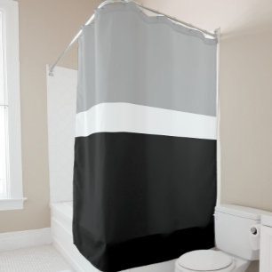 Grey White Black Colours Style Design Shower Curtain
