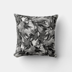 Grey White & Black Elegant Abstract Pattern Cushion