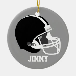 Grey, White, & Black Football Helmet Ornament