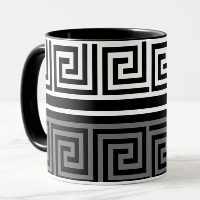 Grey White Black Greek Key Fret Pattern Design  Mug (Creator Uploaded)