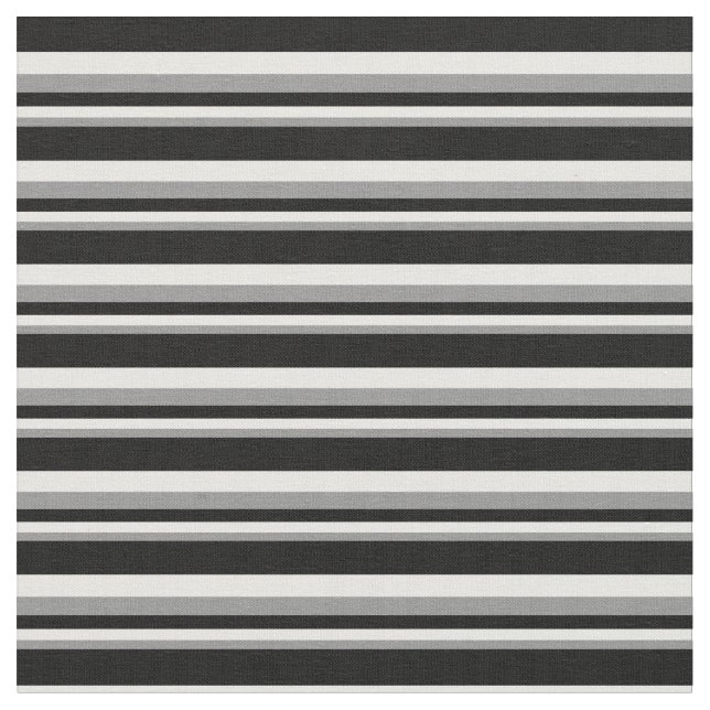 Grey, White & Black Lined/Striped Pattern Fabric (Close Up)