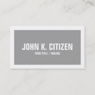 Grey & White Bold Text Wide Border Business Card