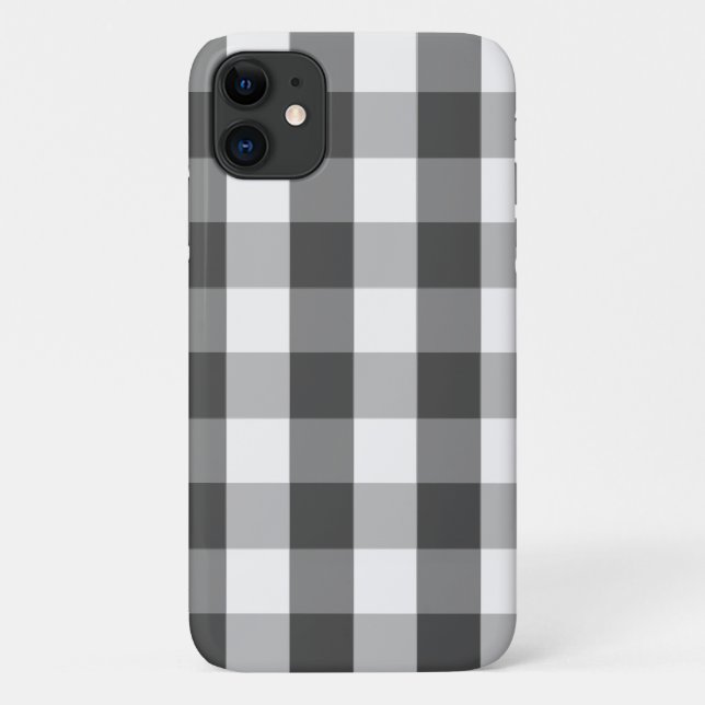 Grey White Buffalo Check Plaid Case-Mate iPhone Case (Back)