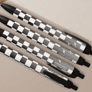 Grey & white Business logo Company brand Checkers Black Ink Pen