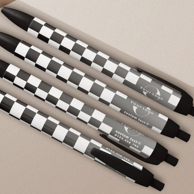 Grey & white Business logo Company brand Checkers Black Ink Pen (Creator Uploaded)