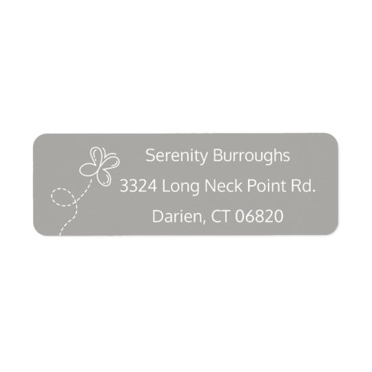 Grey & White Butterfly Personalised Return Address Label