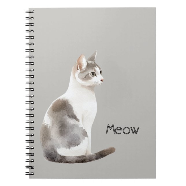 Grey White Cat Notebook (Front)