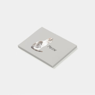 Grey White Cat Post-it Notes