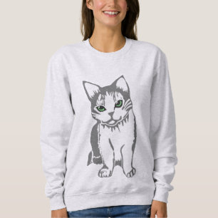 Grey White Cat with Jade Eyes Women's Sweatshirt