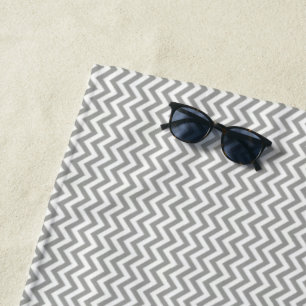 Grey White Chevron Beach Towel