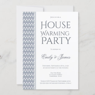 Grey White Chevron Housewarming Party Invitation
