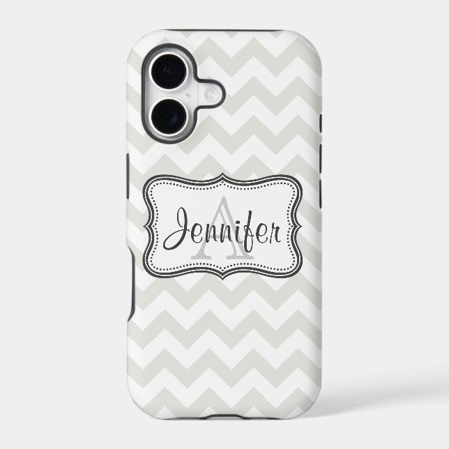 Grey & White Chevron Monogram iPhone 5 (Back)