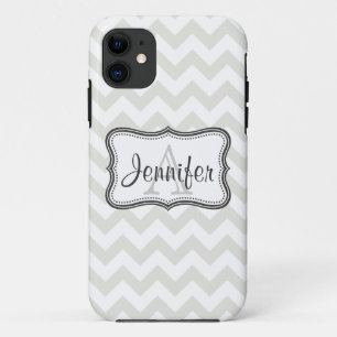 Grey & White Chevron Monogram iPhone 5 11 Case