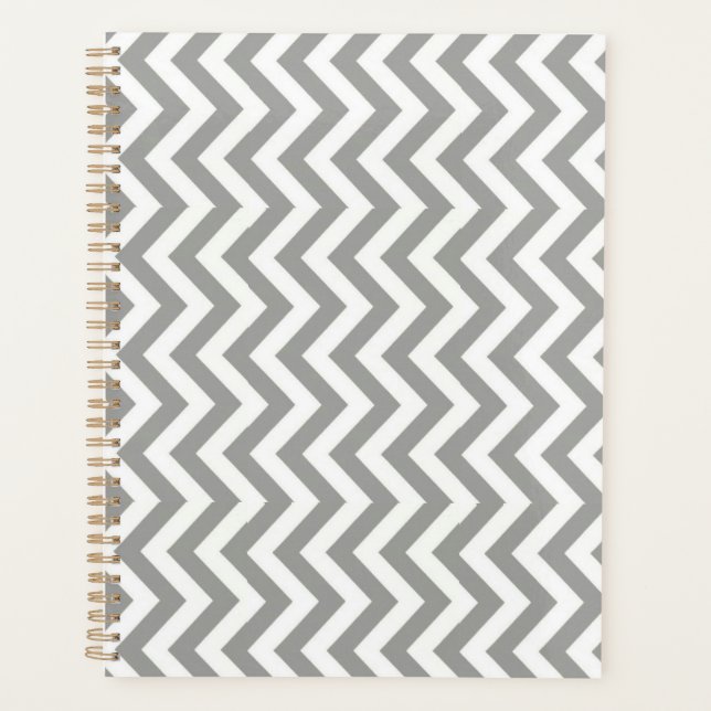 Grey White Chevron Planner (Front)