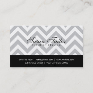 Grey White Chevron Simple, Minimal, Professional Business Card