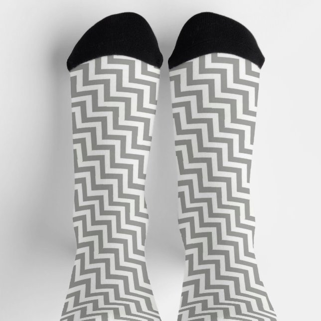 Grey White Chevron Socks (Top)
