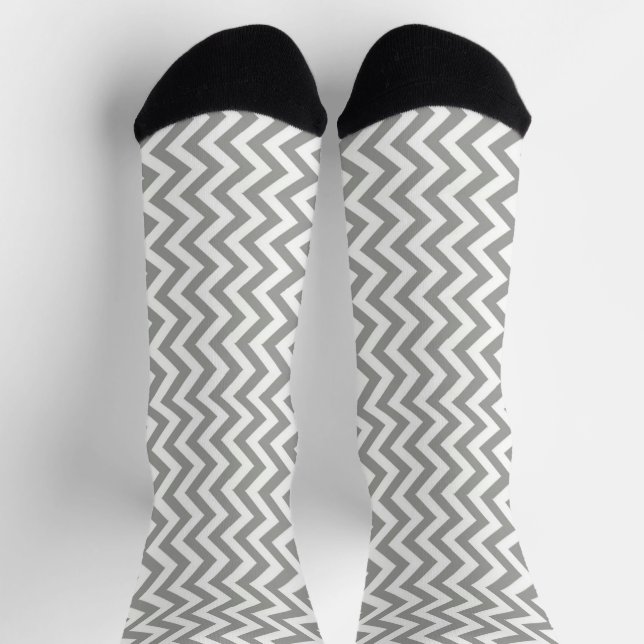 Grey White Chevron Socks (Top)