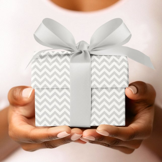 Grey & White Chevron Stripe Baby Shower Wrapping Paper (Cute Gender Neutral Gray & White Chevron Stripes Pattern for Baby. Elegant Gray & White Zigzag Lines)