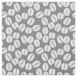 Grey white coffee beans pattern fabric