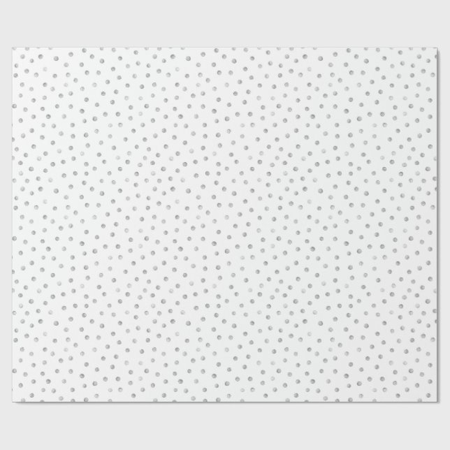 Grey White Confetti Dots Pattern Wrapping Paper (Flat)