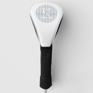 Grey White Custom Striped Circle Family Monogram Golf Head Cover